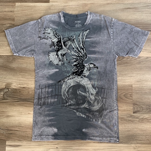 Tony Hawk T-Shirt Gray Felt Eagle Graphic Hawk Skater Men S Small Vintage Top - Picture 2 of 7